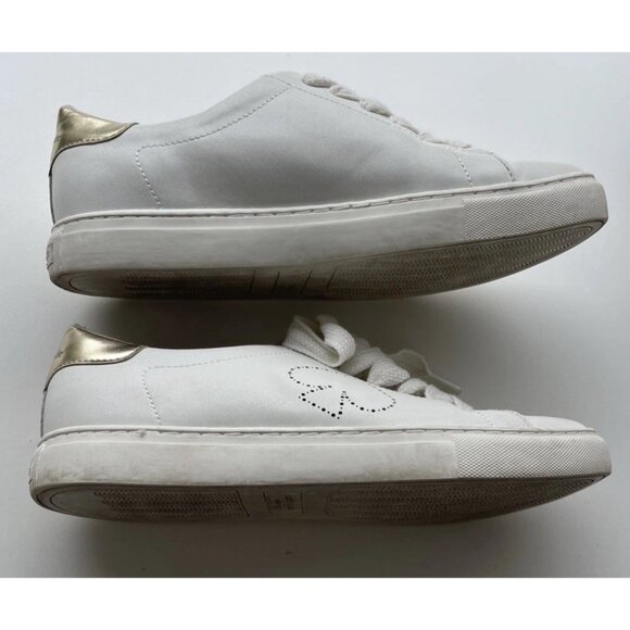 KATE SPADE Angelise White Gold Leather Lace Up Low Top Sneakers Size 8B - Picture 9 of 16